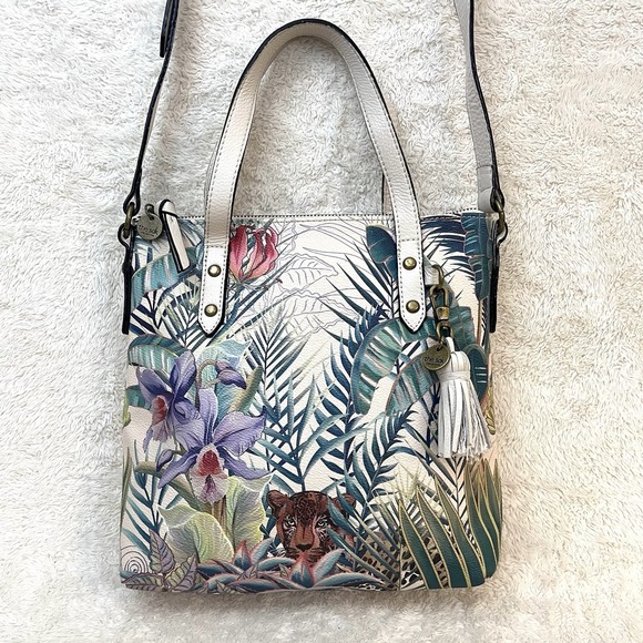 The Sak Handbags - The SAK Sophie Jungle White‎ Leather Tiger Multicolor Satchel Medium Tassel